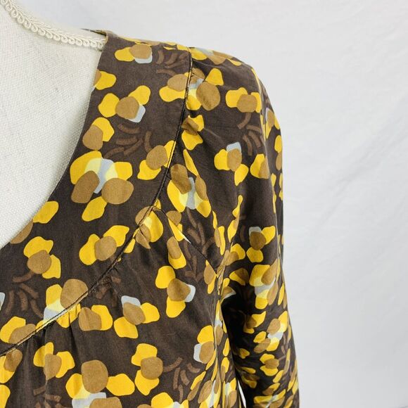 J. Jill 100% Silk Blouse 3/4 Sleeve Fall Button Down Brown Size Small Petite - Picture 5 of 8